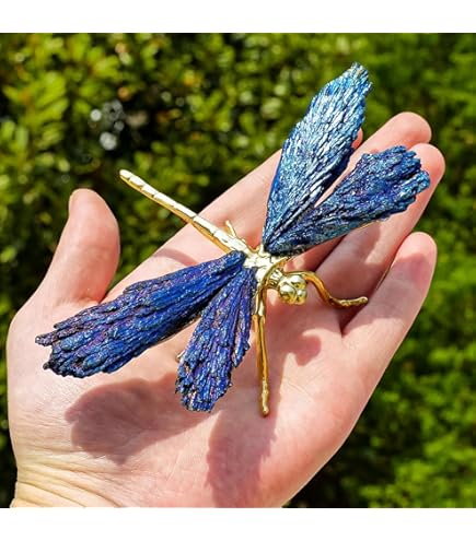 Amazon.com: RJINGSHI Dragonfly Statue Natural Electroplated Blue